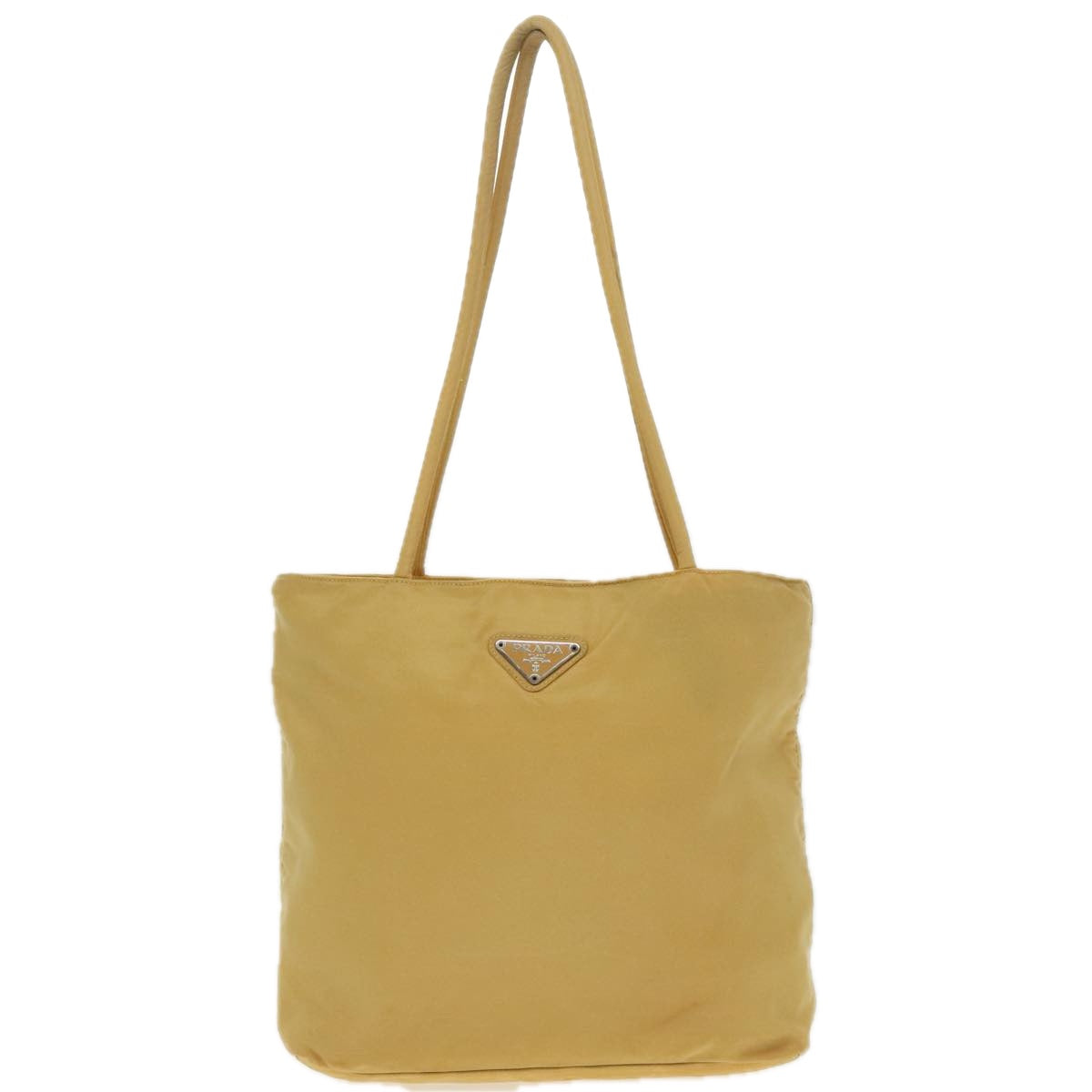 PRADA Tote Bag Nylon Yellow Silver Auth 96620