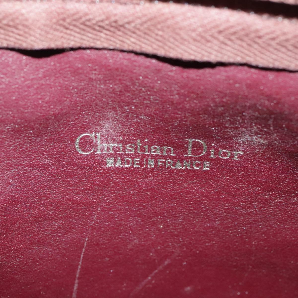 Christian Dior Trotter Canvas Shoulder Bag Red Gold Auth 96627