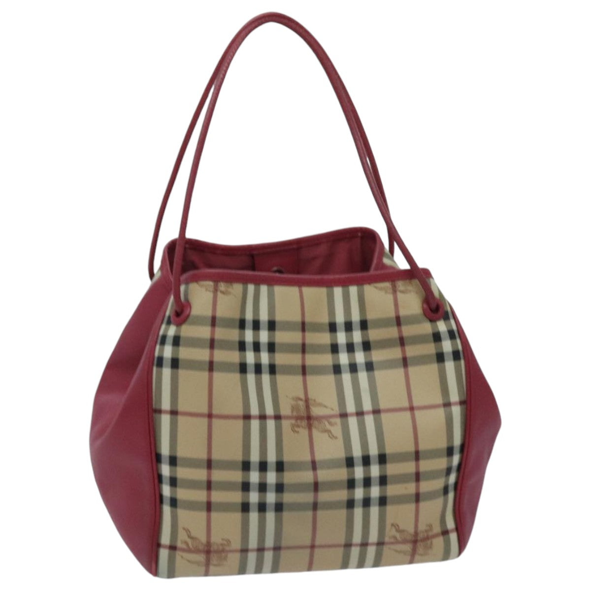 BURBERRY Nova Check Tote Bag PVC Beige Pink Auth 96630