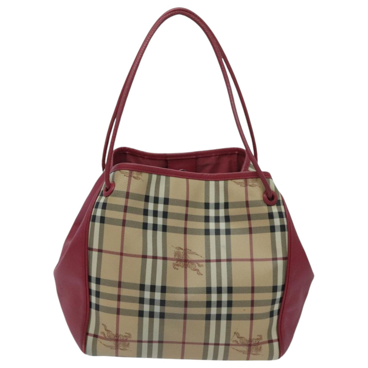 BURBERRY Nova Check Tote Bag PVC Beige Pink Auth 96630