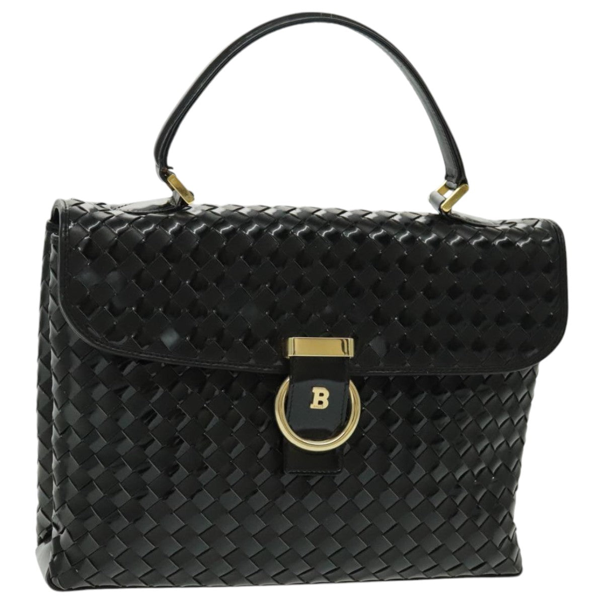 BALLY Hand Bag Leather Black Auth 96641