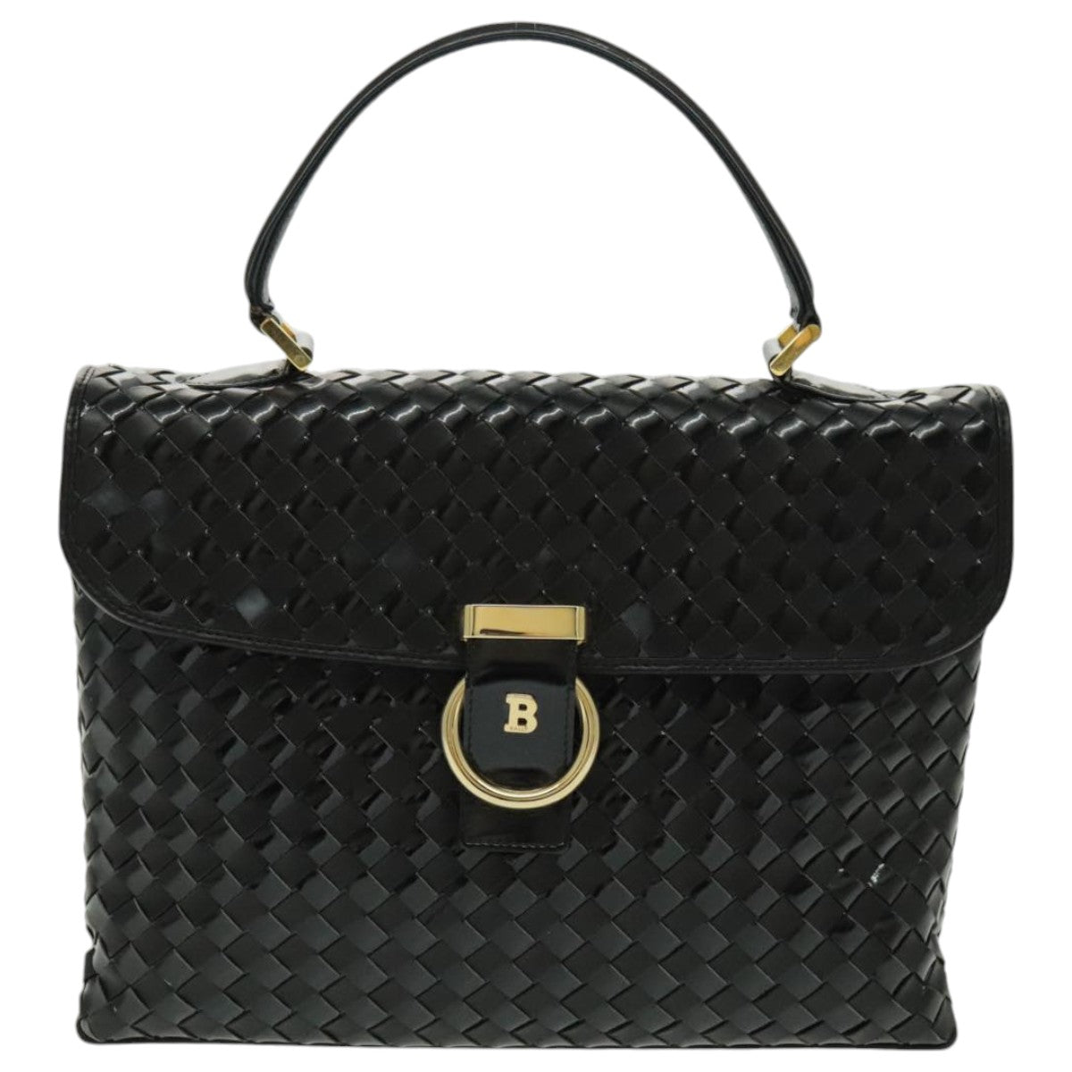 BALLY Hand Bag Leather Black Auth 96641