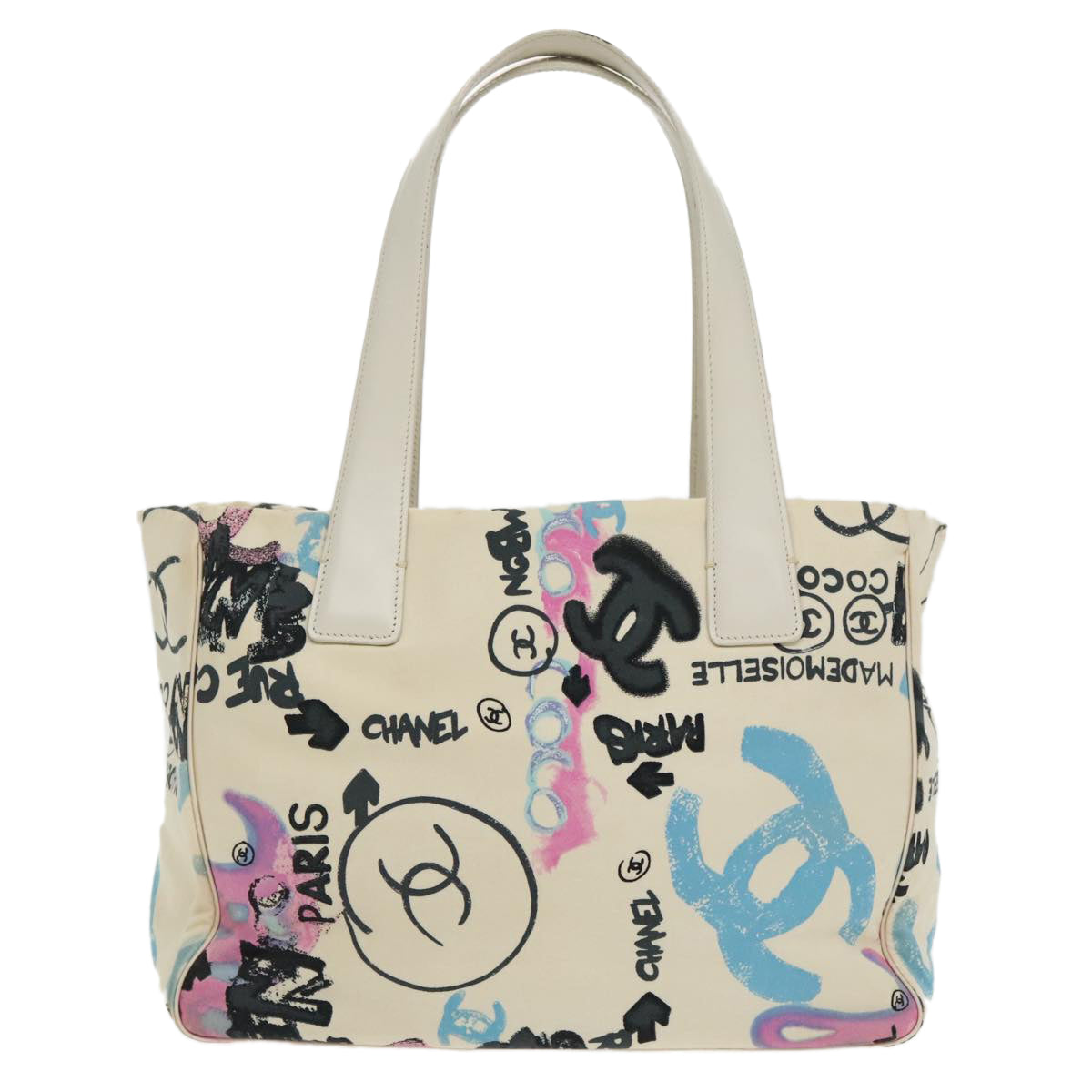 CHANEL Hawaii Exclusive Tote Bag Canvas White Gray CC Auth 96642