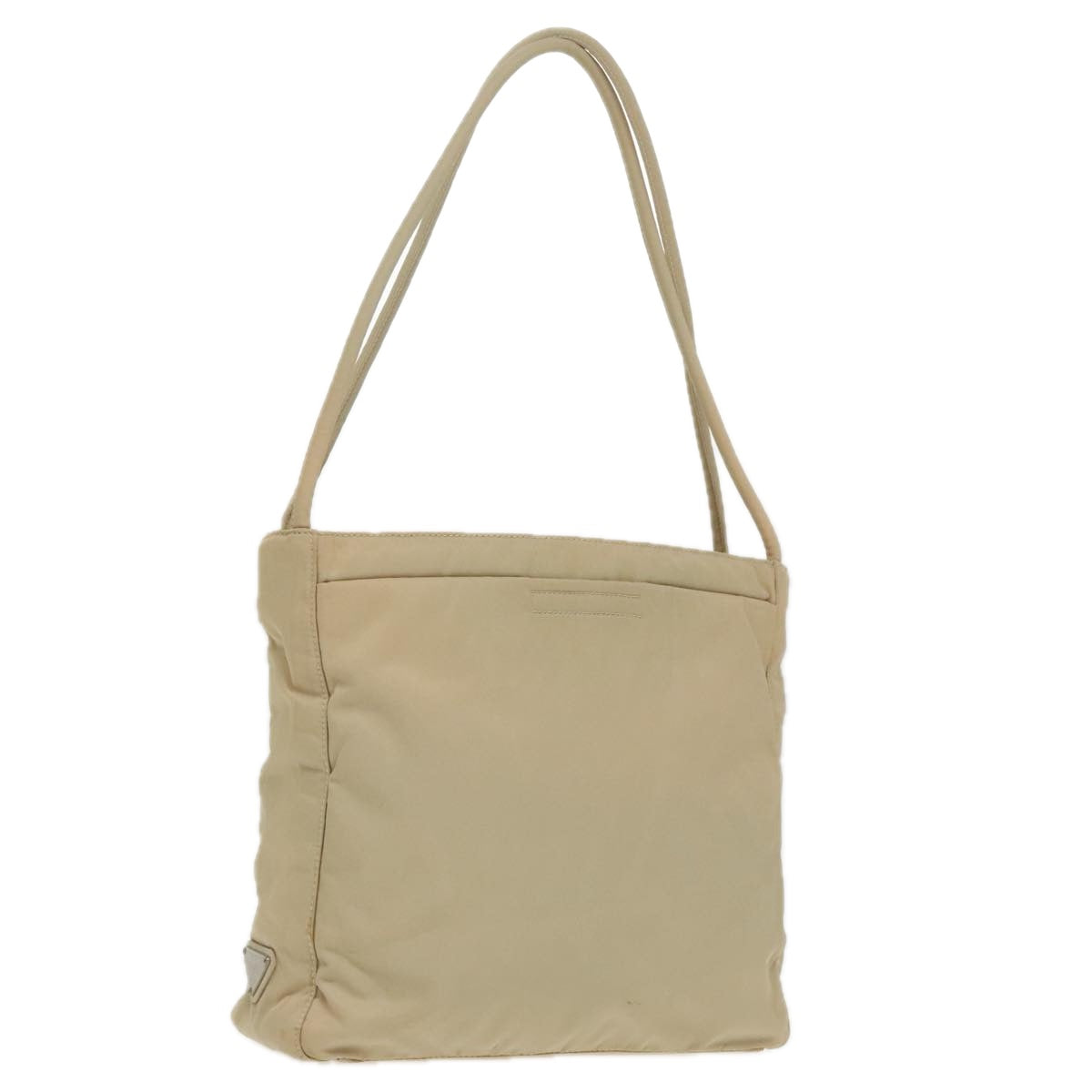 PRADA Tote Bag Nylon Beige Auth 96648