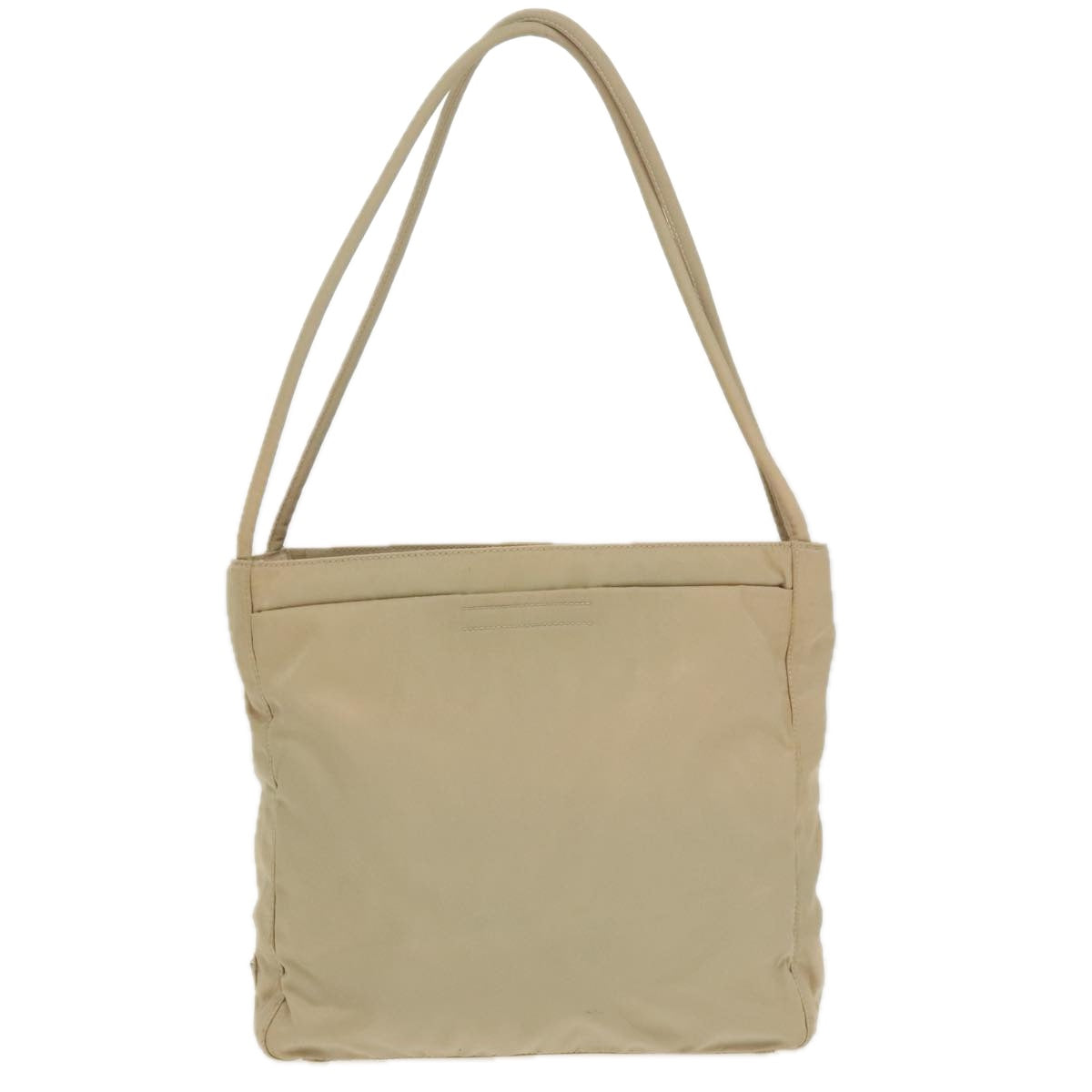 PRADA Tote Bag Nylon Beige Auth 96648