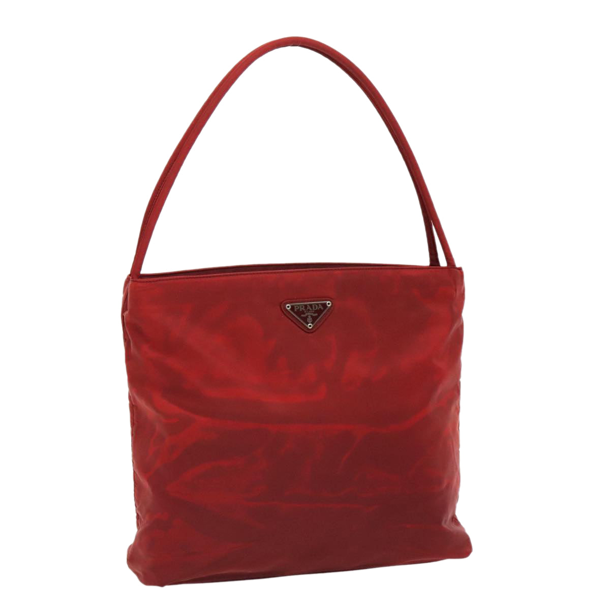 PRADA Tote Bag Nylon Red Silver Auth 96649