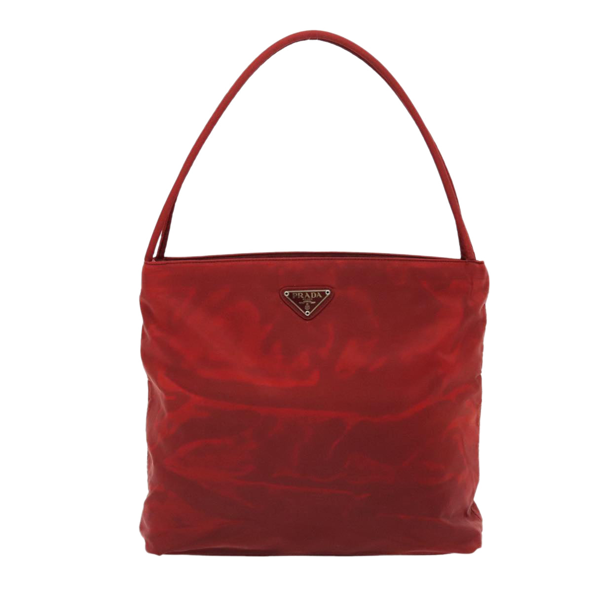 PRADA Tote Bag Nylon Red Silver Auth 96649