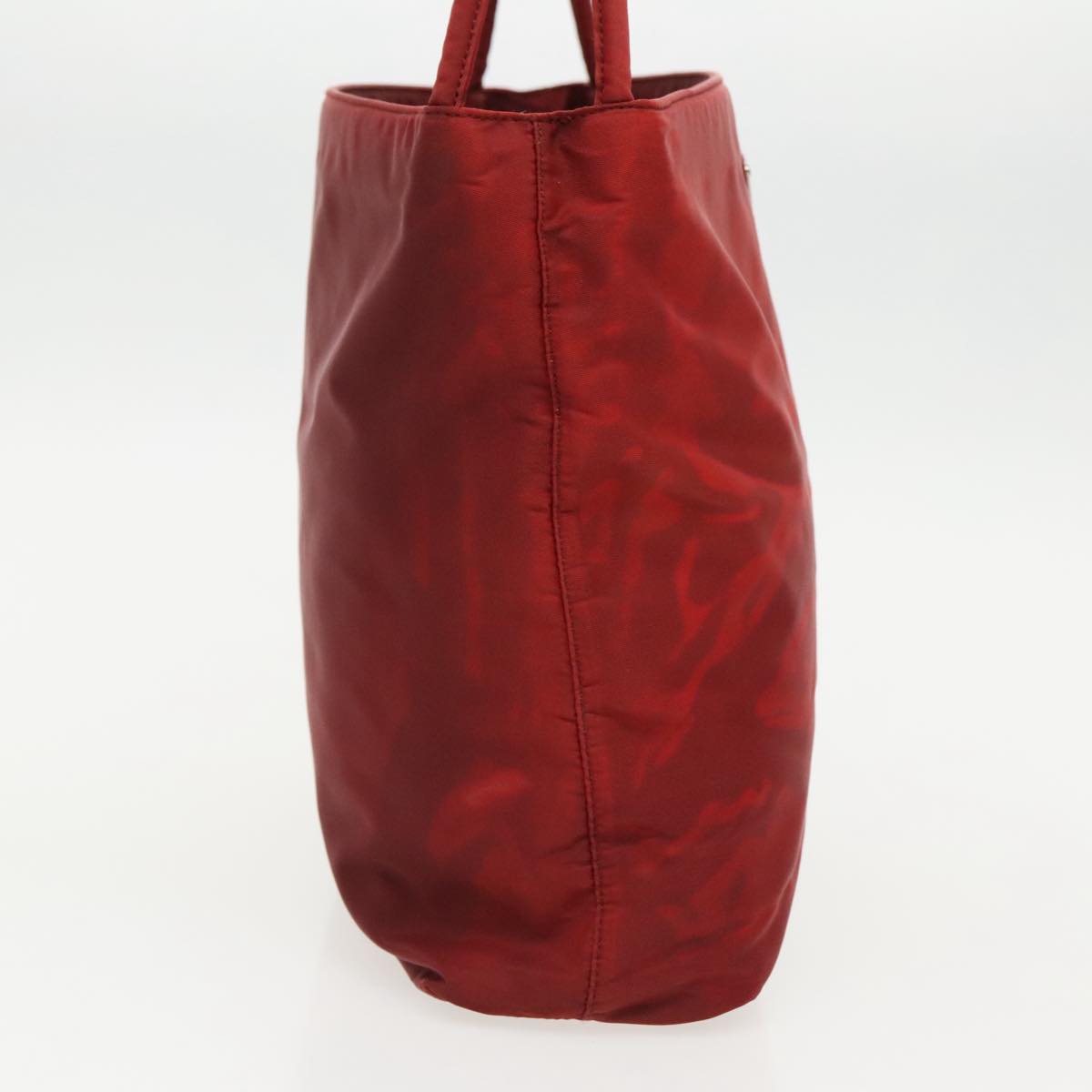 PRADA Tote Bag Nylon Red Silver Auth 96649