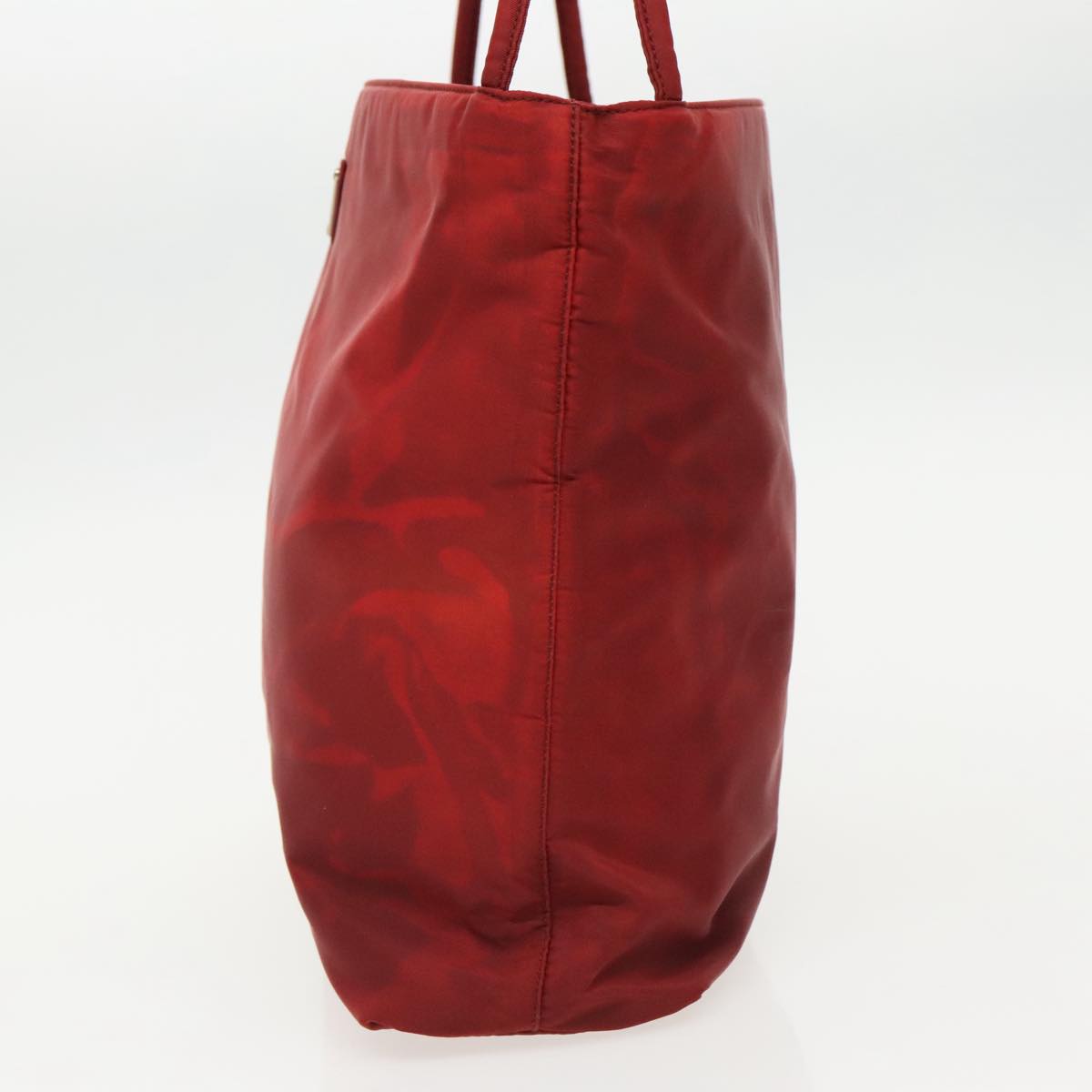 PRADA Tote Bag Nylon Red Silver Auth 96649