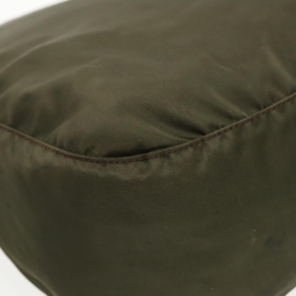 PRADA Shoulder Bag Nylon Khaki Silver Auth 96650