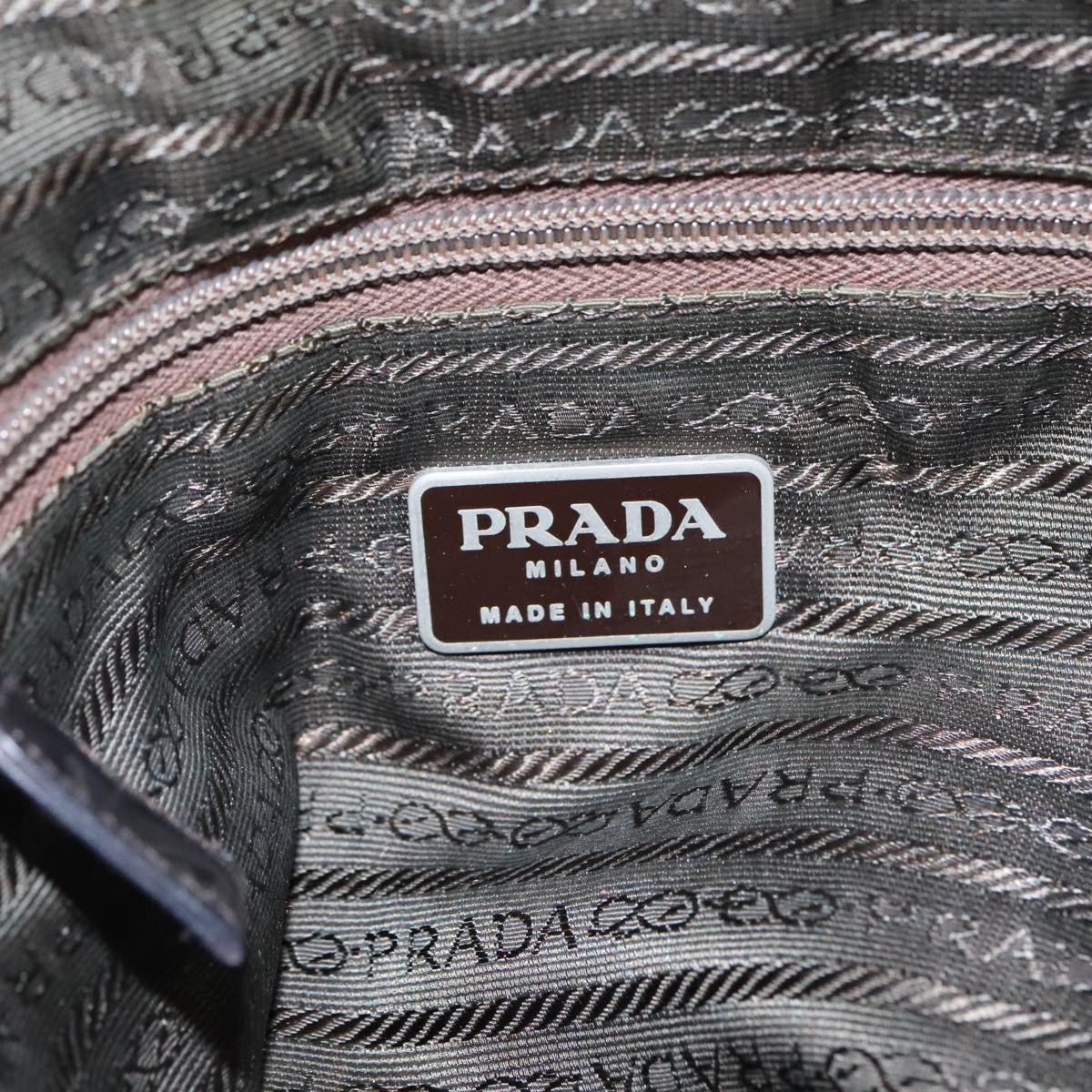 PRADA Shoulder Bag Nylon Khaki Silver Auth 96650