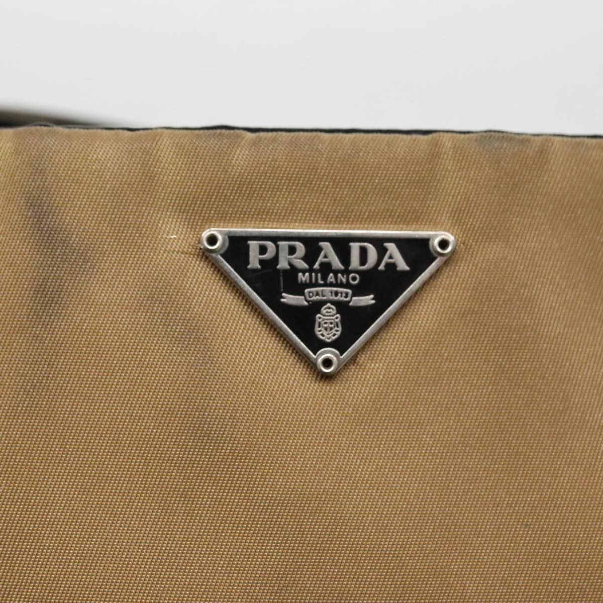 PRADA Hand Bag Nylon Brown Silver Auth 96651