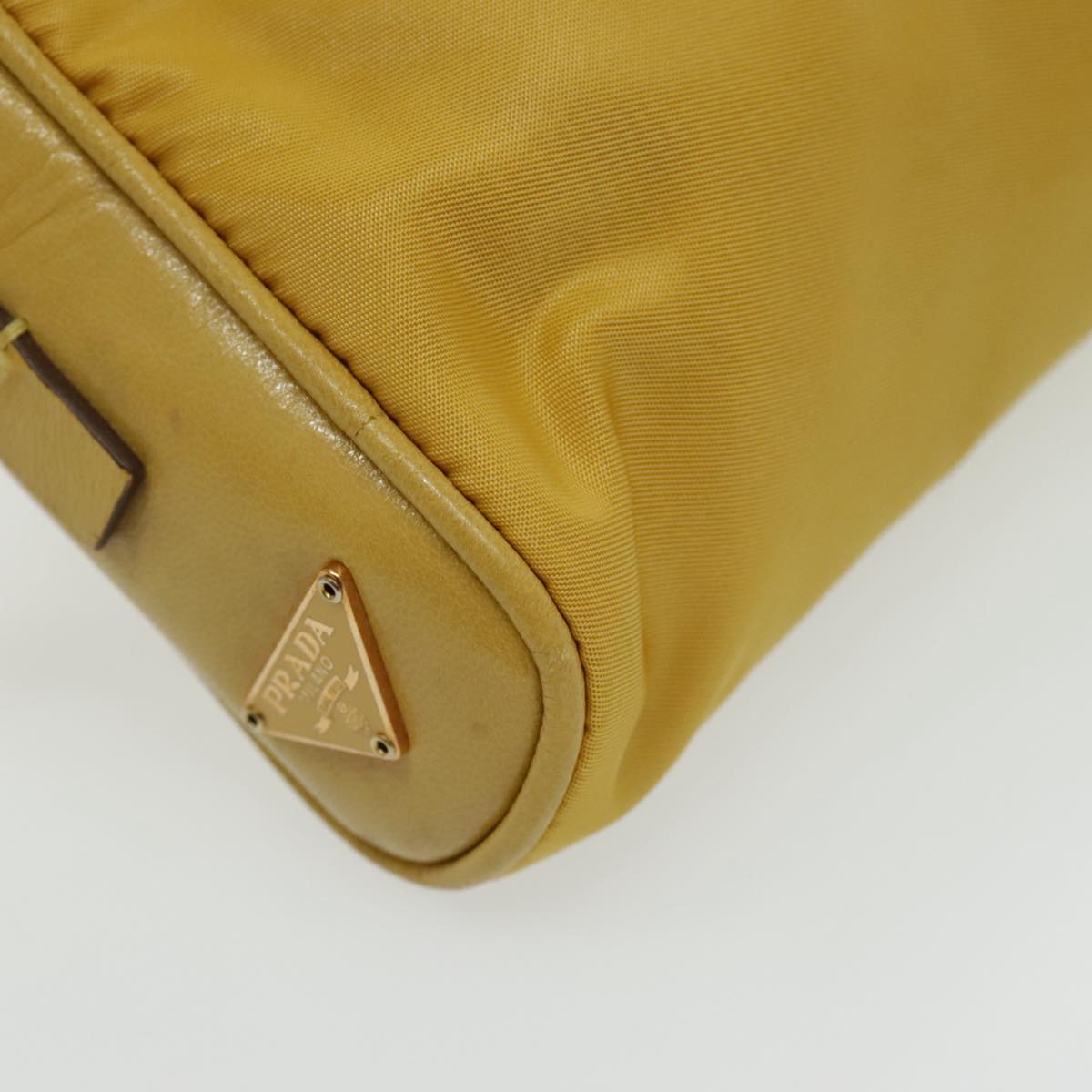 PRADA Hand Bag Nylon Yellow Gold Auth 96652