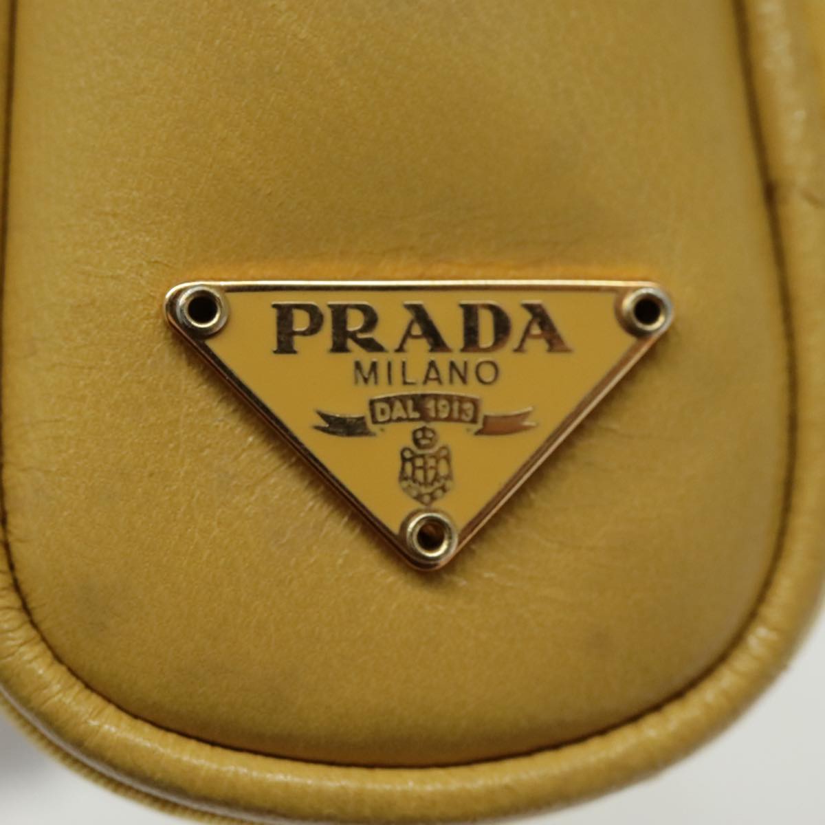 PRADA Hand Bag Nylon Yellow Gold Auth 96652