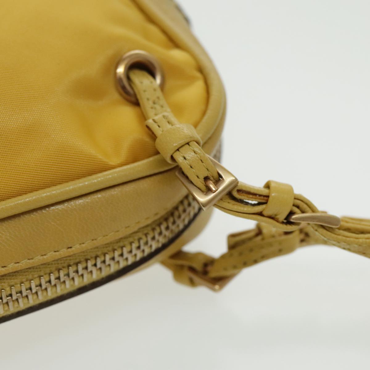 PRADA Hand Bag Nylon Yellow Gold Auth 96652