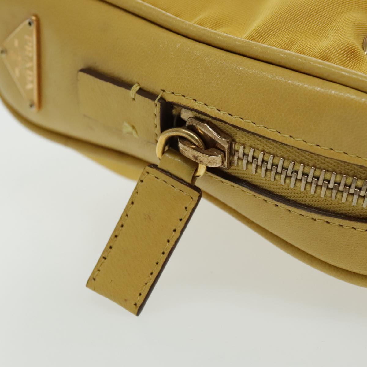 PRADA Hand Bag Nylon Yellow Gold Auth 96652