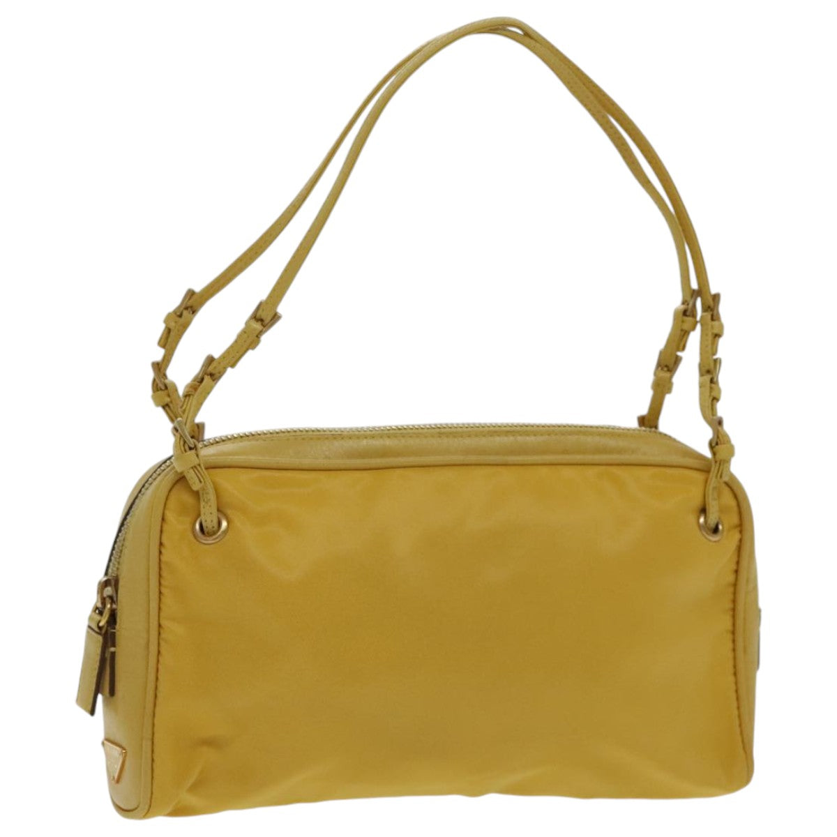 PRADA Hand Bag Nylon Yellow Gold Auth 96652