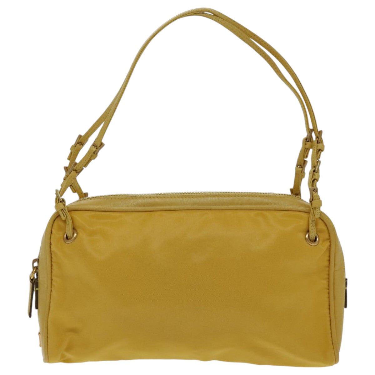 PRADA Hand Bag Nylon Yellow Gold Auth 96652