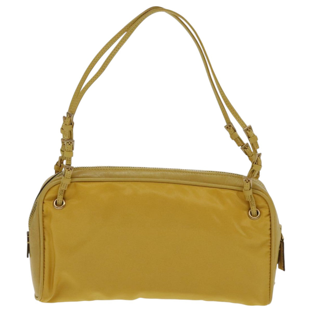 PRADA Hand Bag Nylon Yellow Gold Auth 96652 - 0