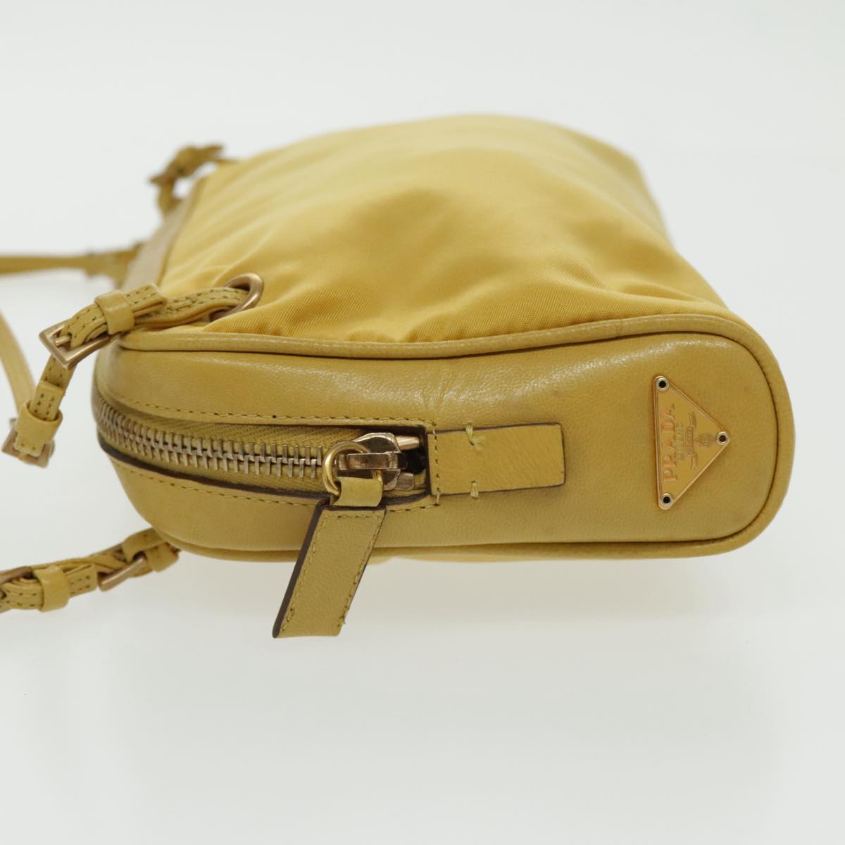 PRADA Hand Bag Nylon Yellow Gold Auth 96652