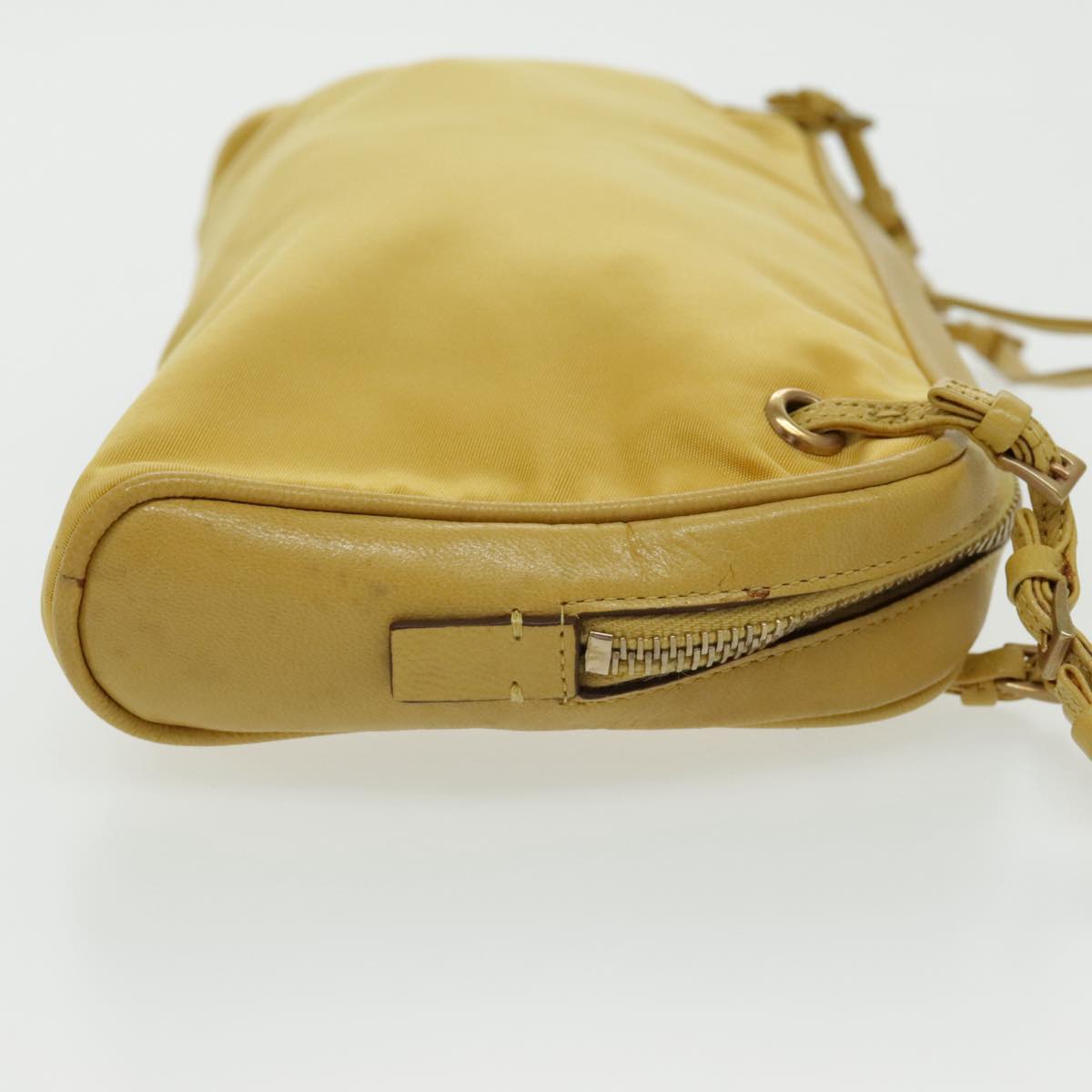 PRADA Hand Bag Nylon Yellow Gold Auth 96652