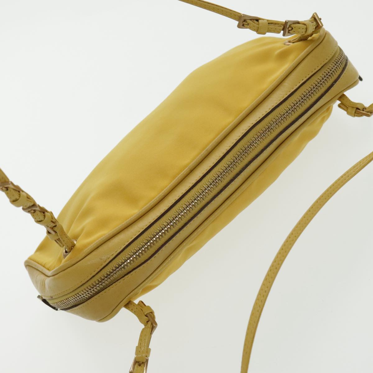 PRADA Hand Bag Nylon Yellow Gold Auth 96652