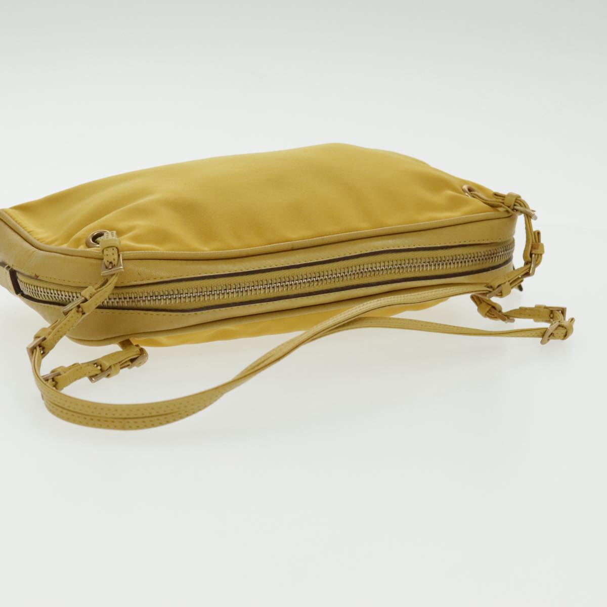 PRADA Hand Bag Nylon Yellow Gold Auth 96652