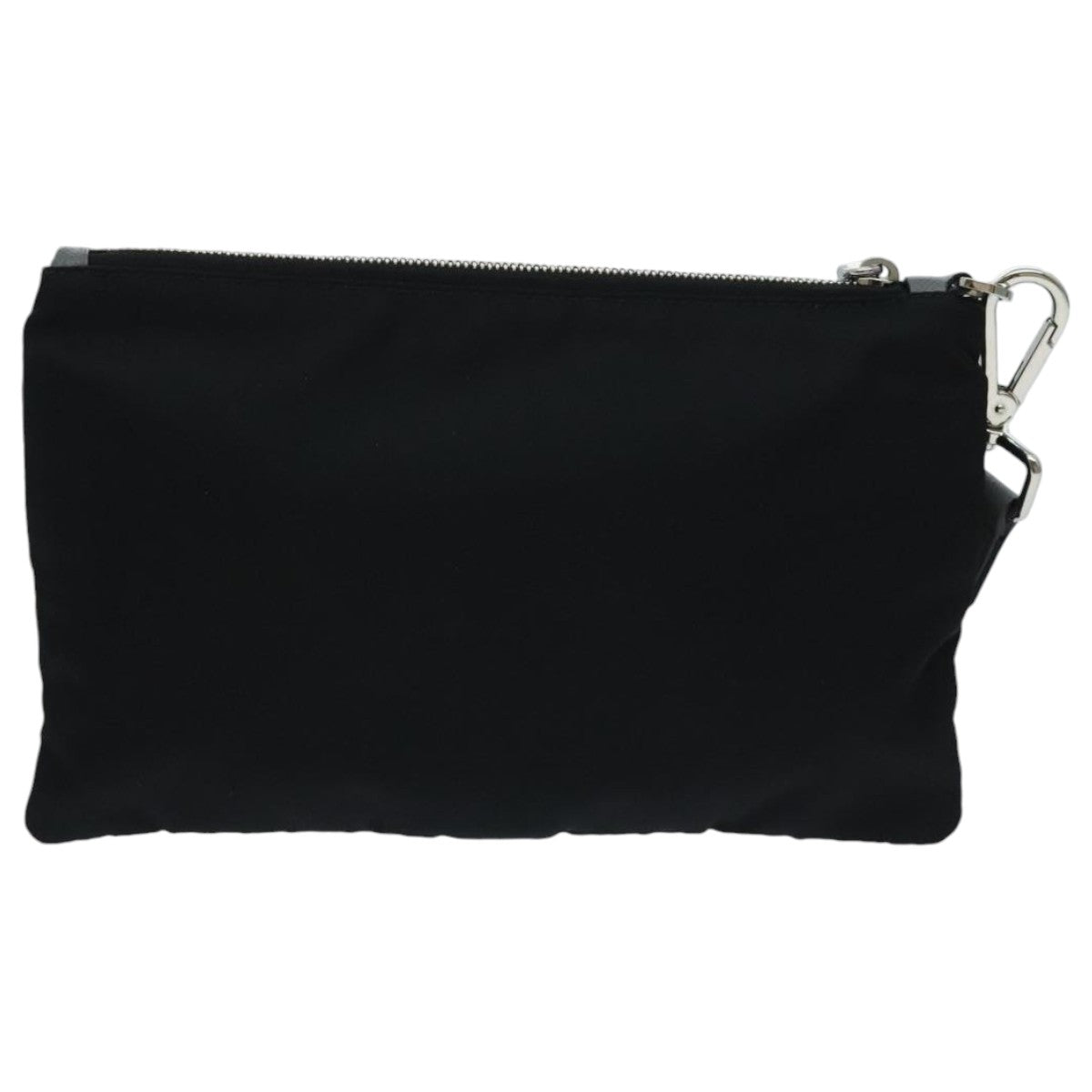 PRADA Clutch Bag Nylon Black Silver Auth 96653 - 0