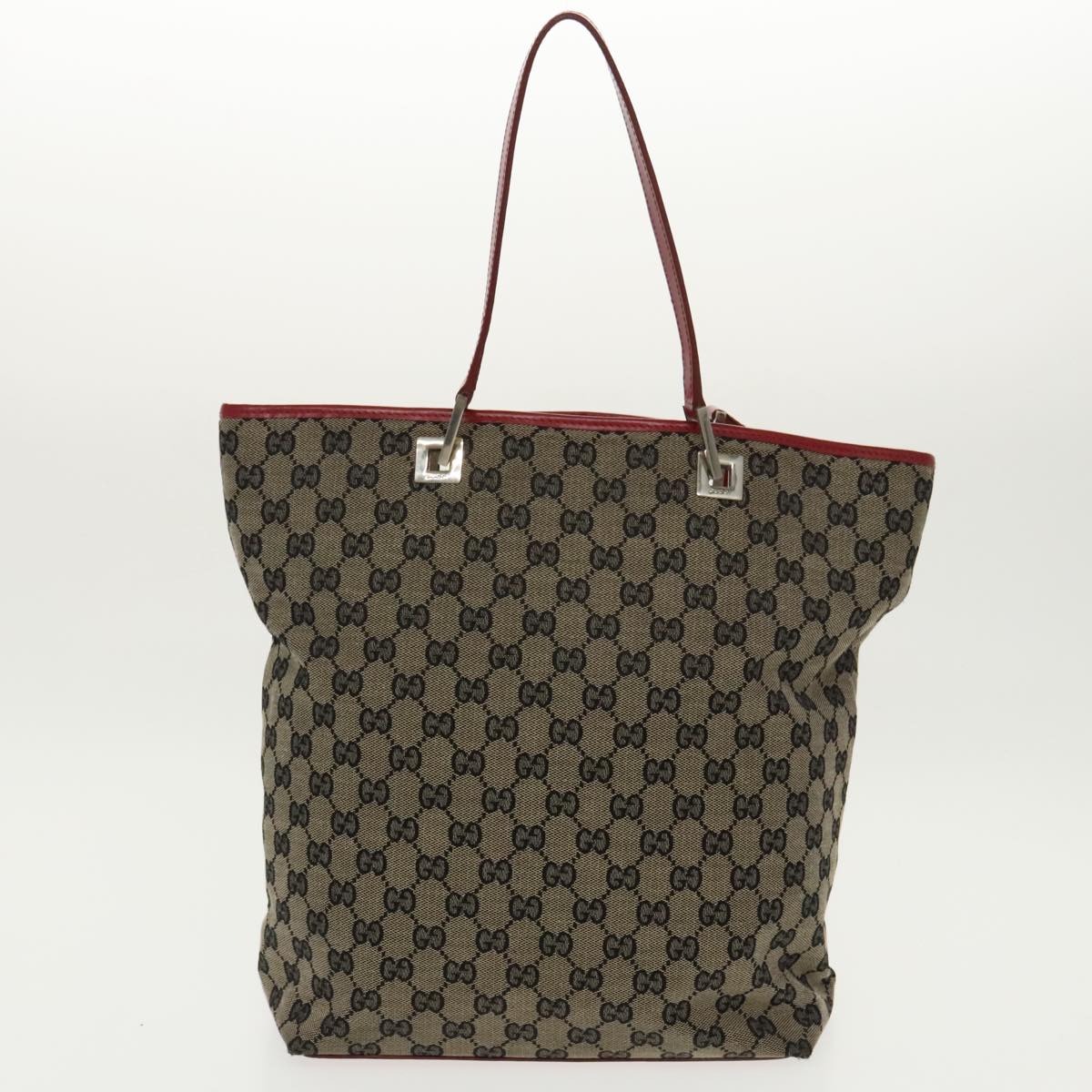 GUCCI GG Canvas Web Sherry Line Tote Bag 3Set Beige Red Green Auth 96656