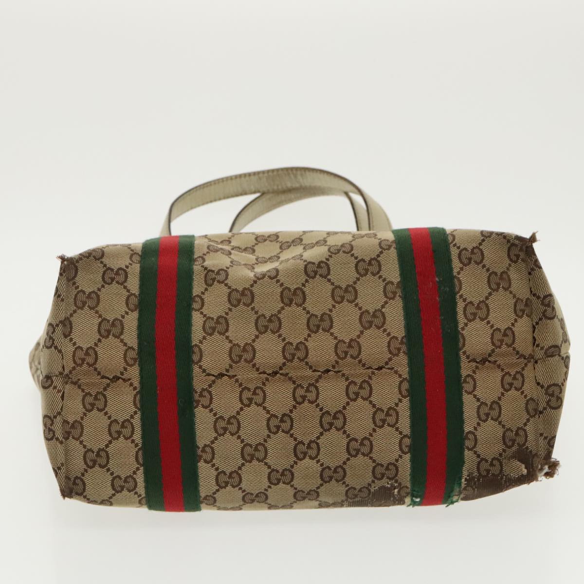 GUCCI GG Canvas Web Sherry Line Tote Bag 3Set Beige Red Green Auth 96656