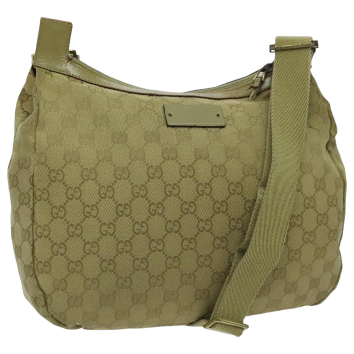 GUCCI GG Canvas Shoulder Bag Beige Gold 90762 Auth 96664