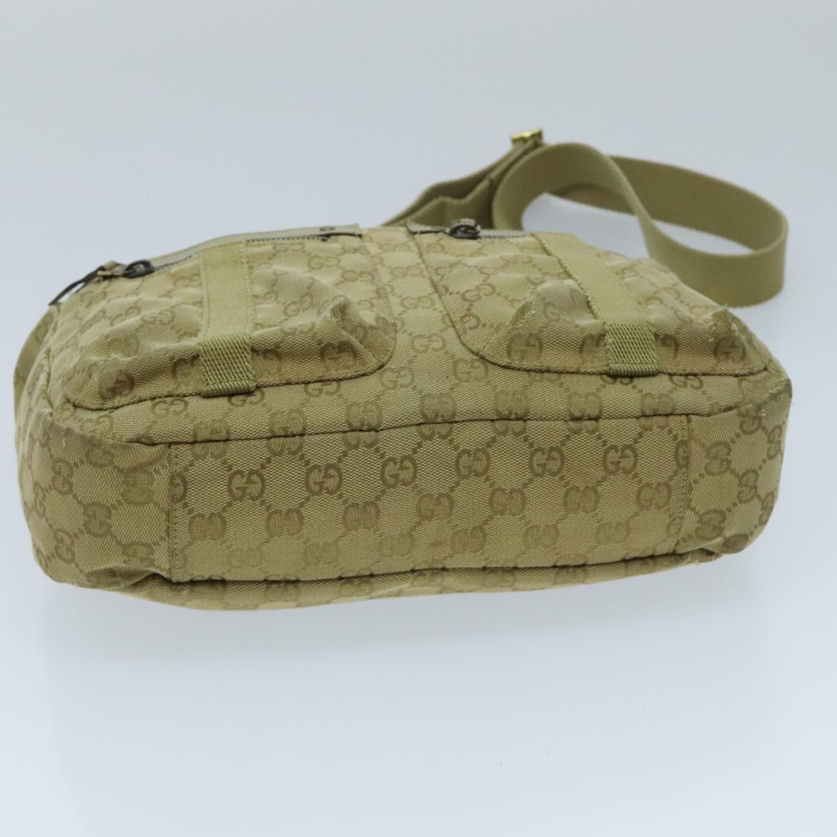 GUCCI GG Canvas Shoulder Bag Beige Gold 90762 Auth 96664