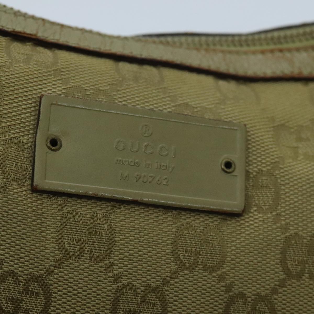 GUCCI GG Canvas Shoulder Bag Beige Gold 90762 Auth 96664