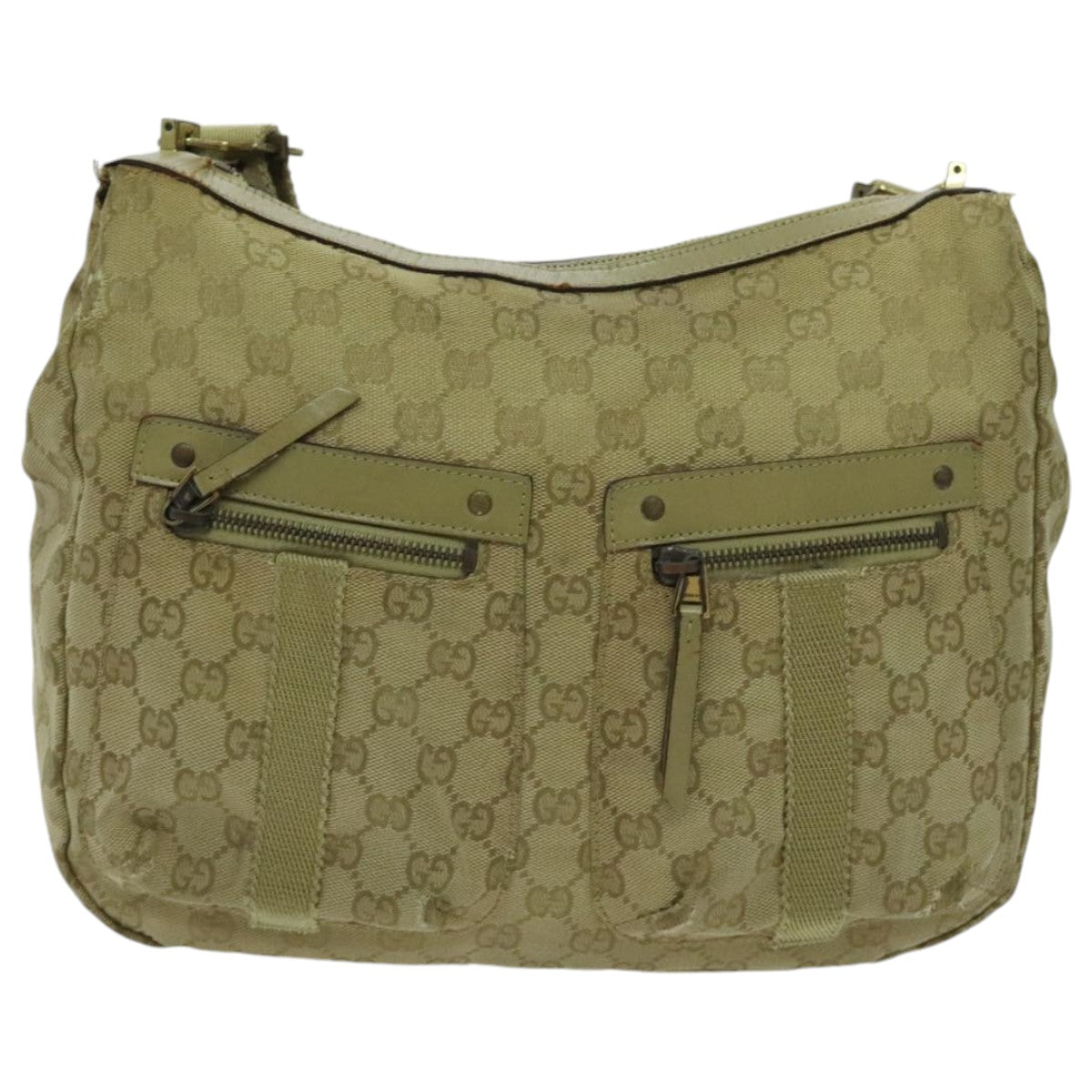 GUCCI GG Canvas Shoulder Bag Beige Gold 90762 Auth 96664 - 0