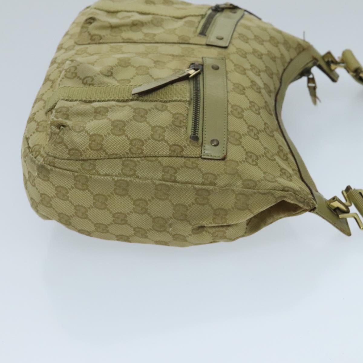 GUCCI GG Canvas Shoulder Bag Beige Gold 90762 Auth 96664