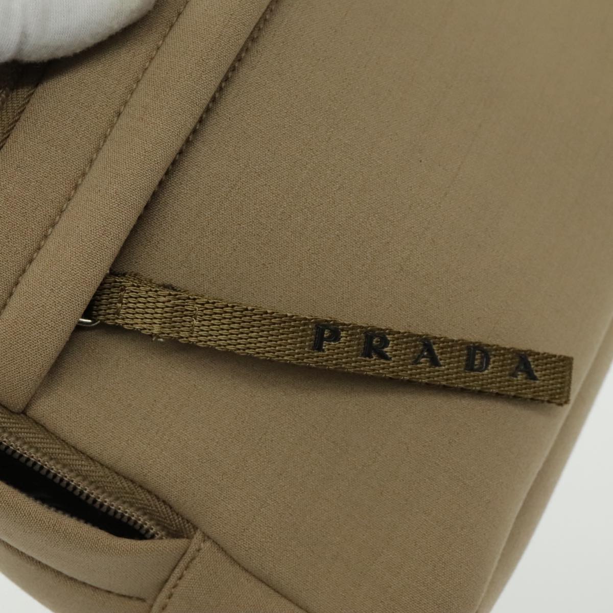 PRADA Pouch Nylon Beige Auth 96665