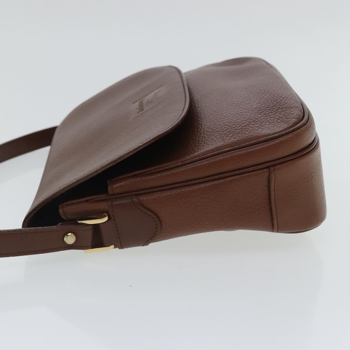 Burberrys Shoulder Bag Leather Brown Gold Auth 96666