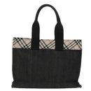 BURBERRY Blue Label Tote Bag Canvas Silver Black Auth 96669-2