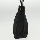 BURBERRY Blue Label Tote Bag Canvas Silver Black Auth 96669-3