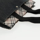 BURBERRY Blue Label Tote Bag Canvas Silver Black Auth 96669-6