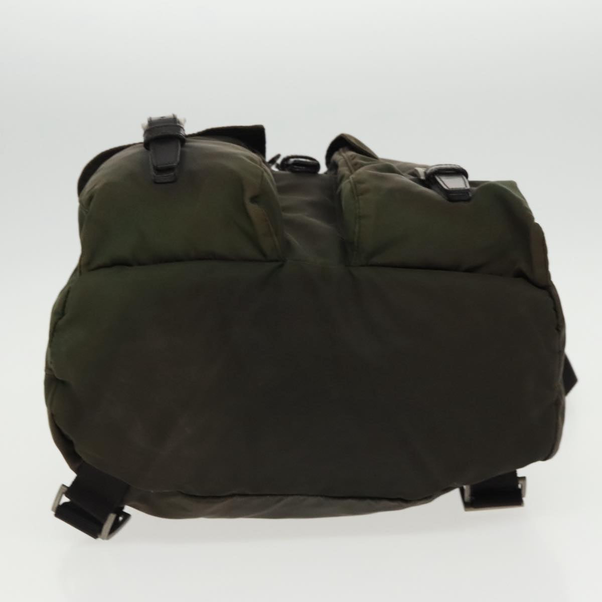 PRADA Backpack Nylon Khaki Silver Auth 96671