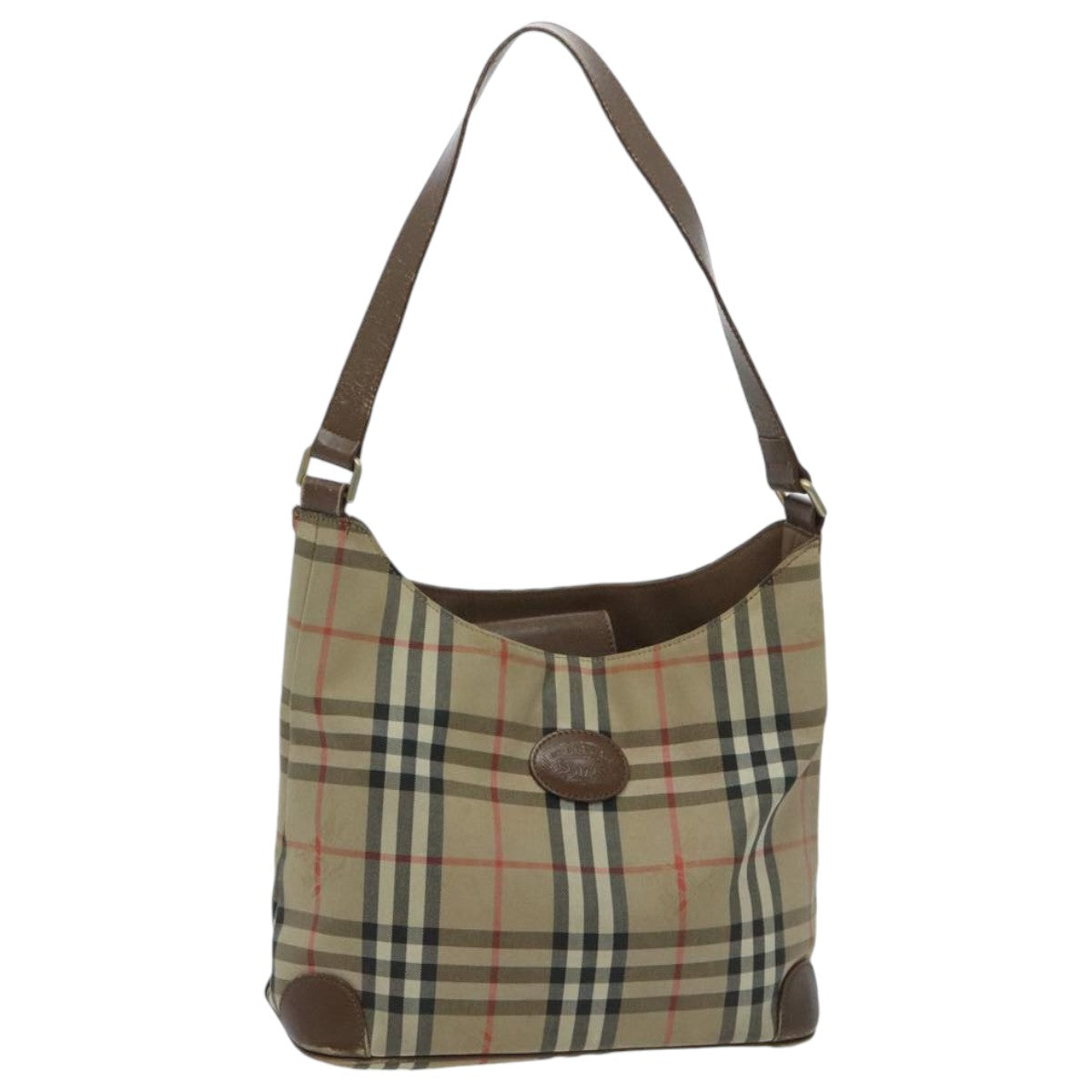 BURBERRY Nova Check Shoulder Bag Canvas Beige Auth 96672