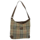 BURBERRY Nova Check Shoulder Bag Canvas Beige Auth 96672-1