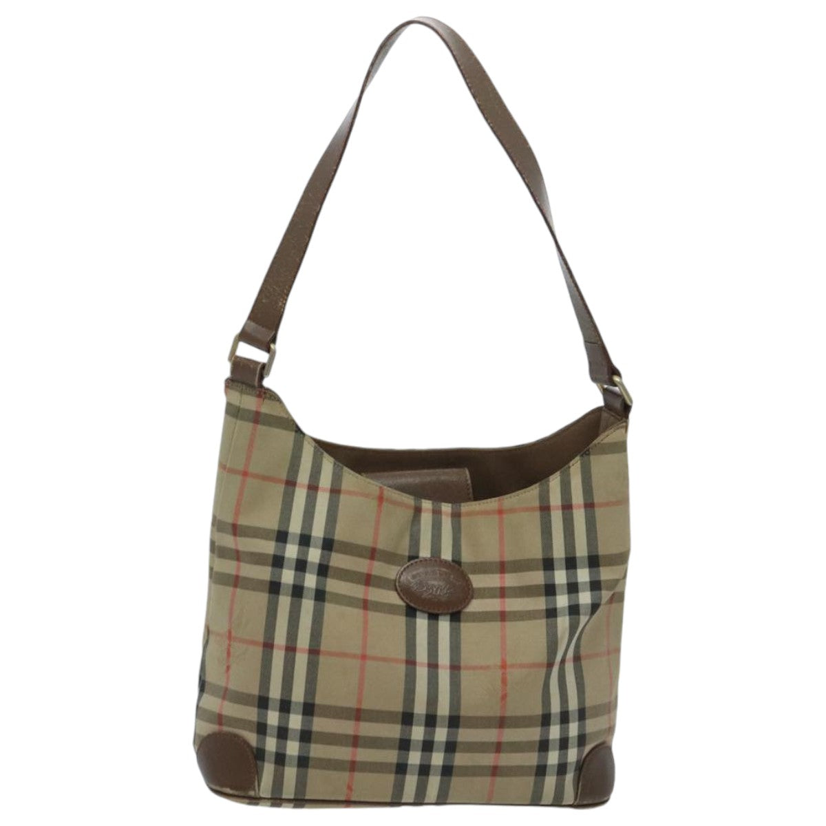 BURBERRY Nova Check Shoulder Bag Canvas Beige Auth 96672 - 0