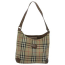 BURBERRY Nova Check Shoulder Bag Canvas Beige Auth 96672-13