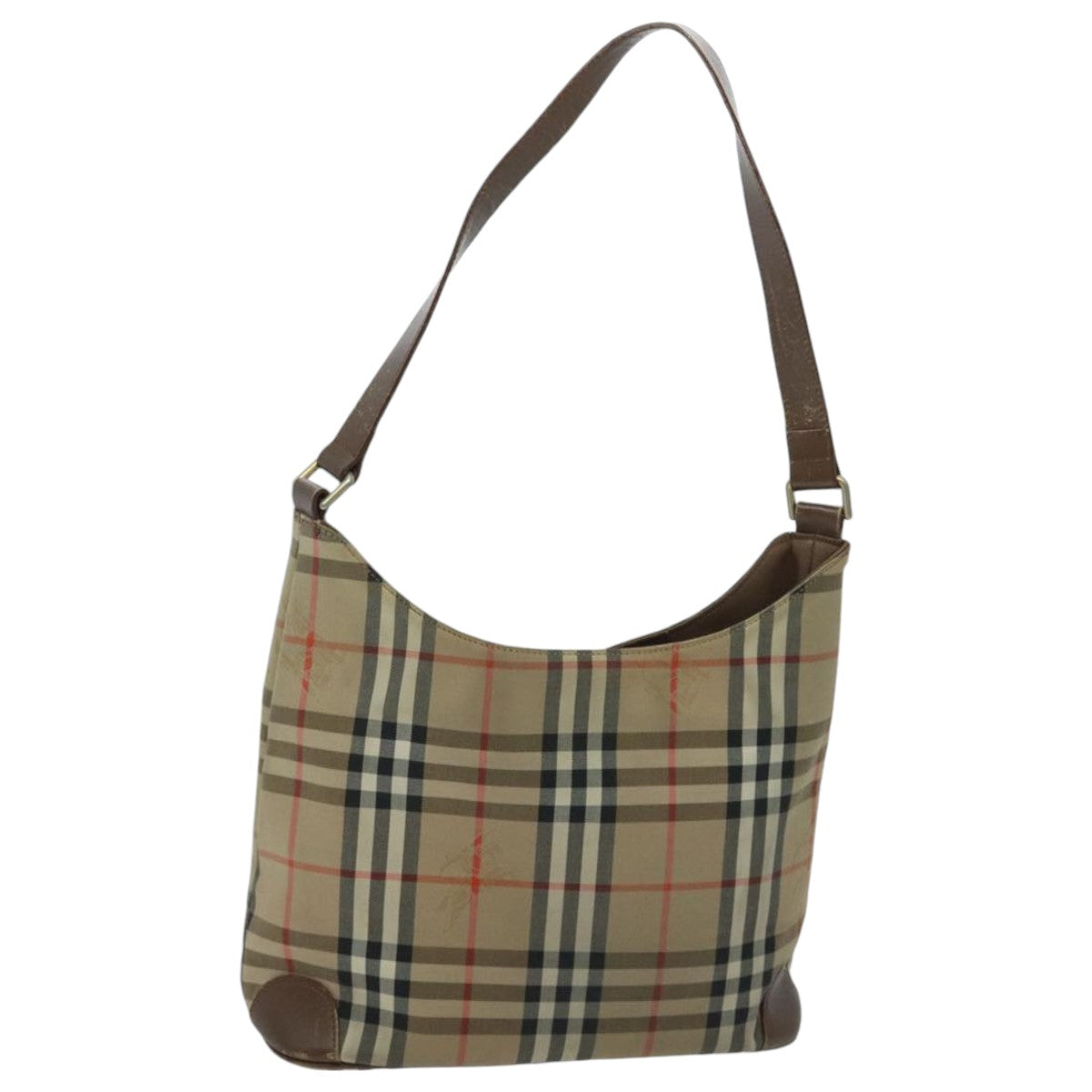 BURBERRY Nova Check Shoulder Bag Canvas Beige Auth 96672