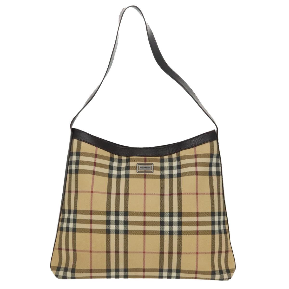 BURBERRY Nova Check Shoulder Bag PVC Beige Auth 96673