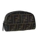 FENDI Zucca Canvas Pouch Brown Auth 96675-1
