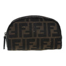 FENDI Zucca Canvas Pouch Brown Auth 96675-13
