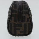 FENDI Zucca Canvas Pouch Brown Auth 96675-3